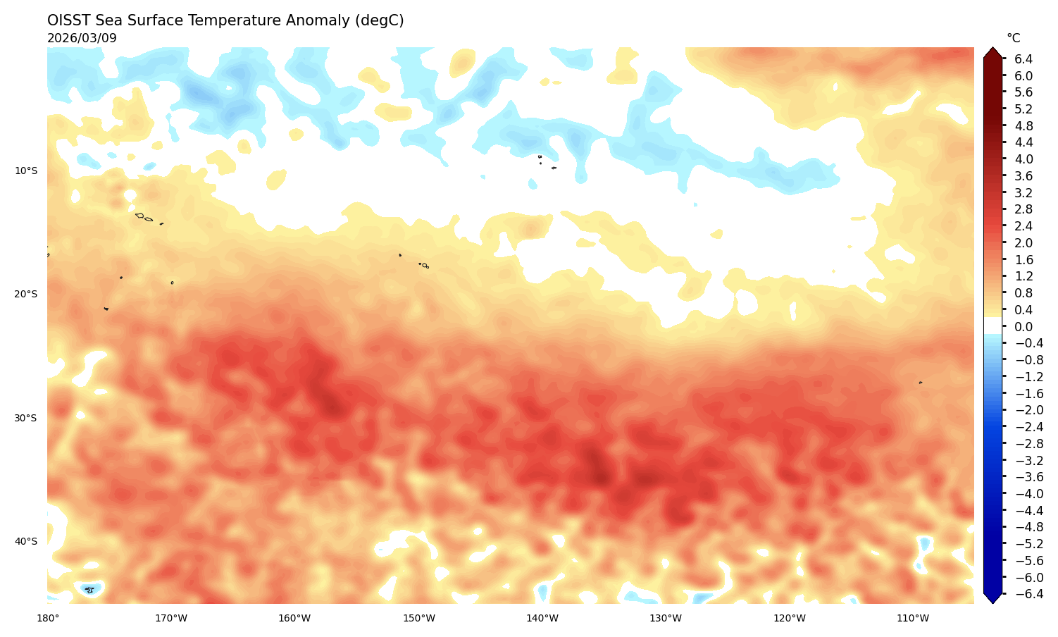 Pacifique Sud-Est — SSTA