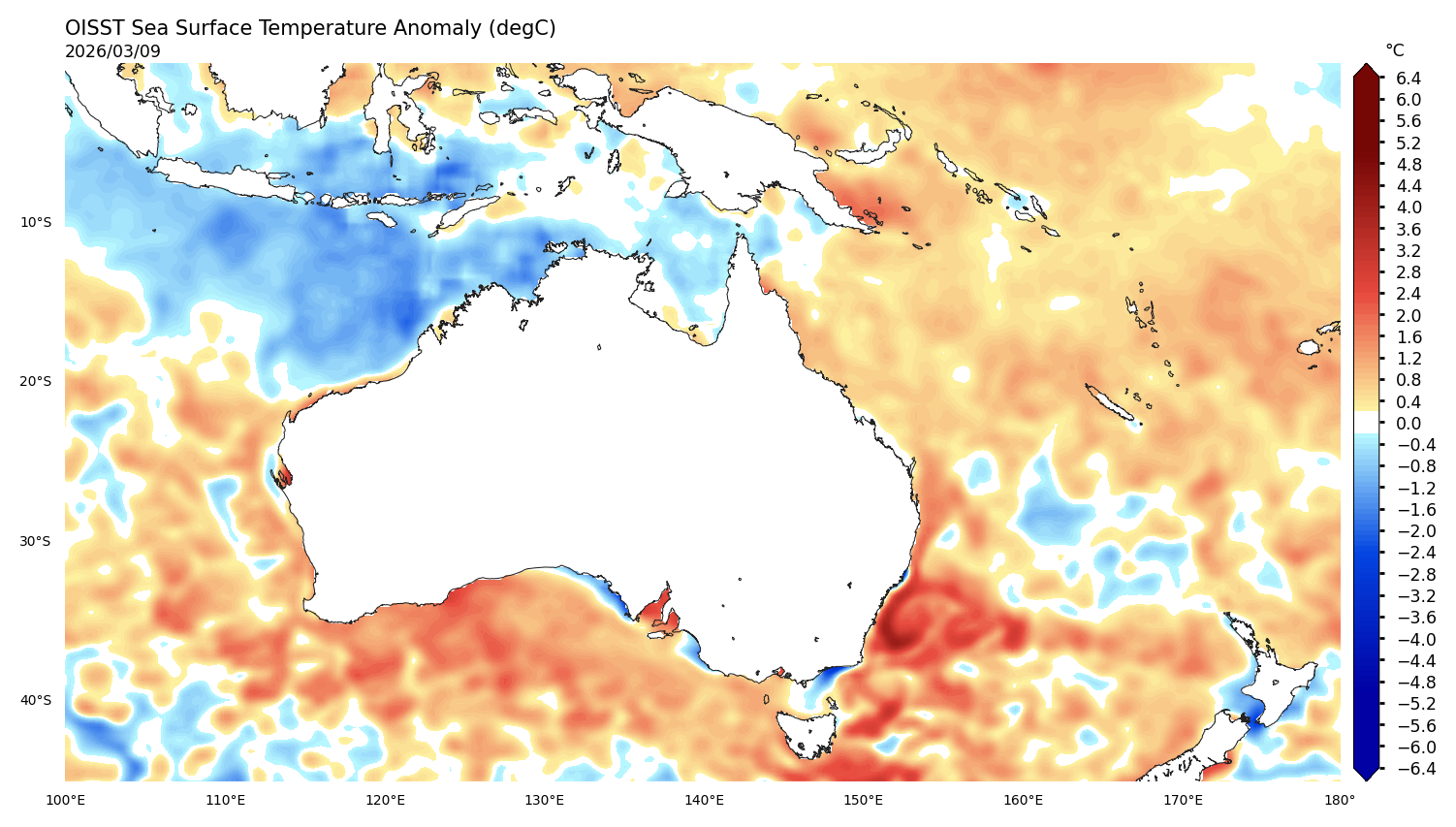 Pacifique Sud-Ouest — SSTA