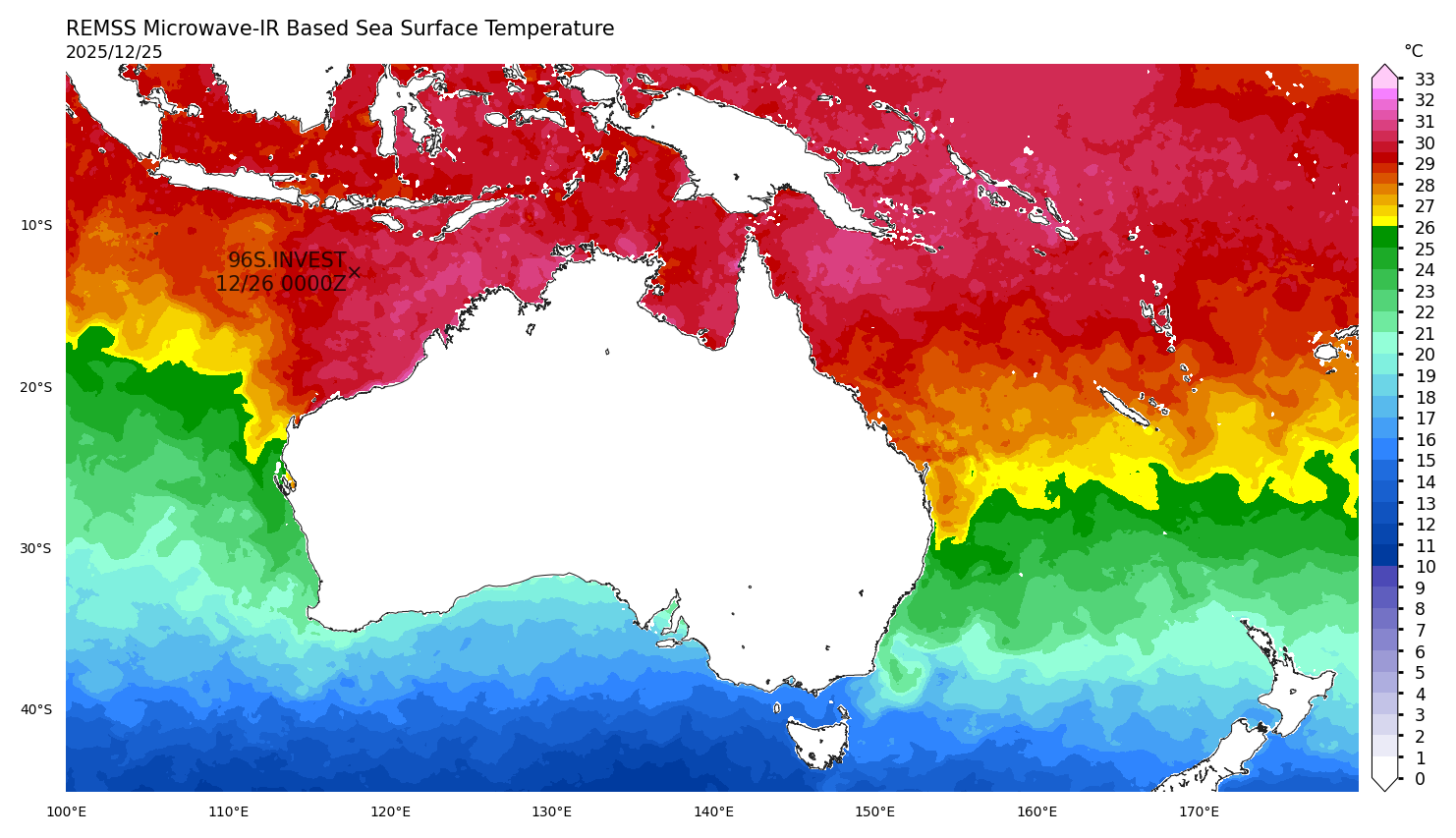 Température marine — Pacifique Sud